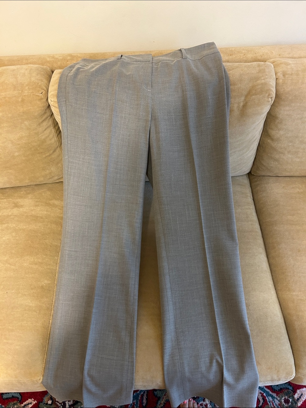 Anne Klein Light Gray Straight-Leg Dress Pants